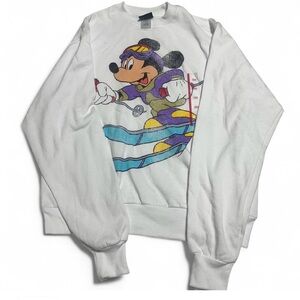 Disney White Crewneck Sweater with Mickey Mouse